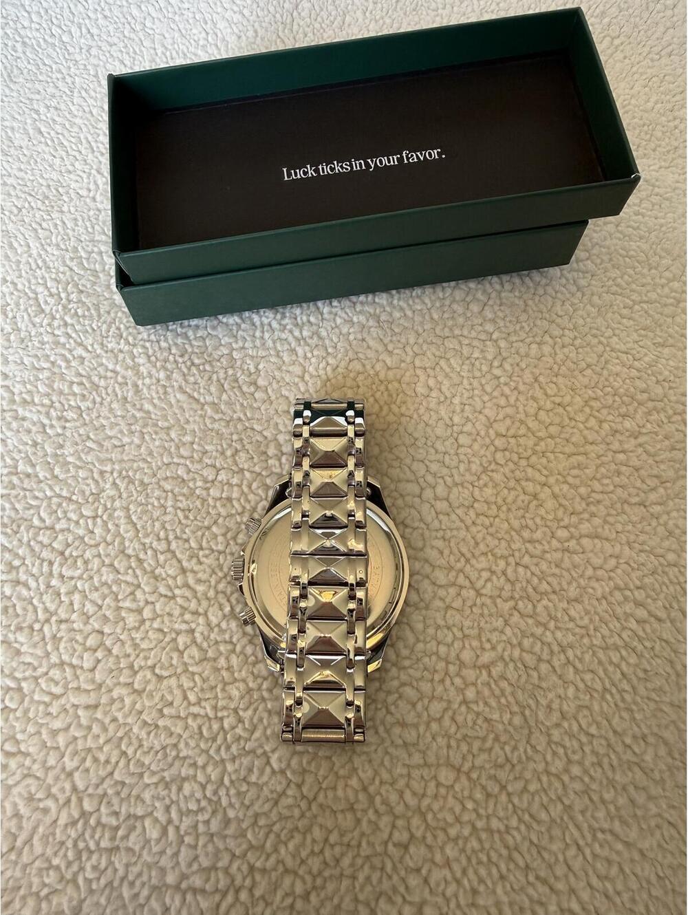 Lucky Fours Stainless Steel Chronograph Watch with Silver Band - Picture 3 of 6